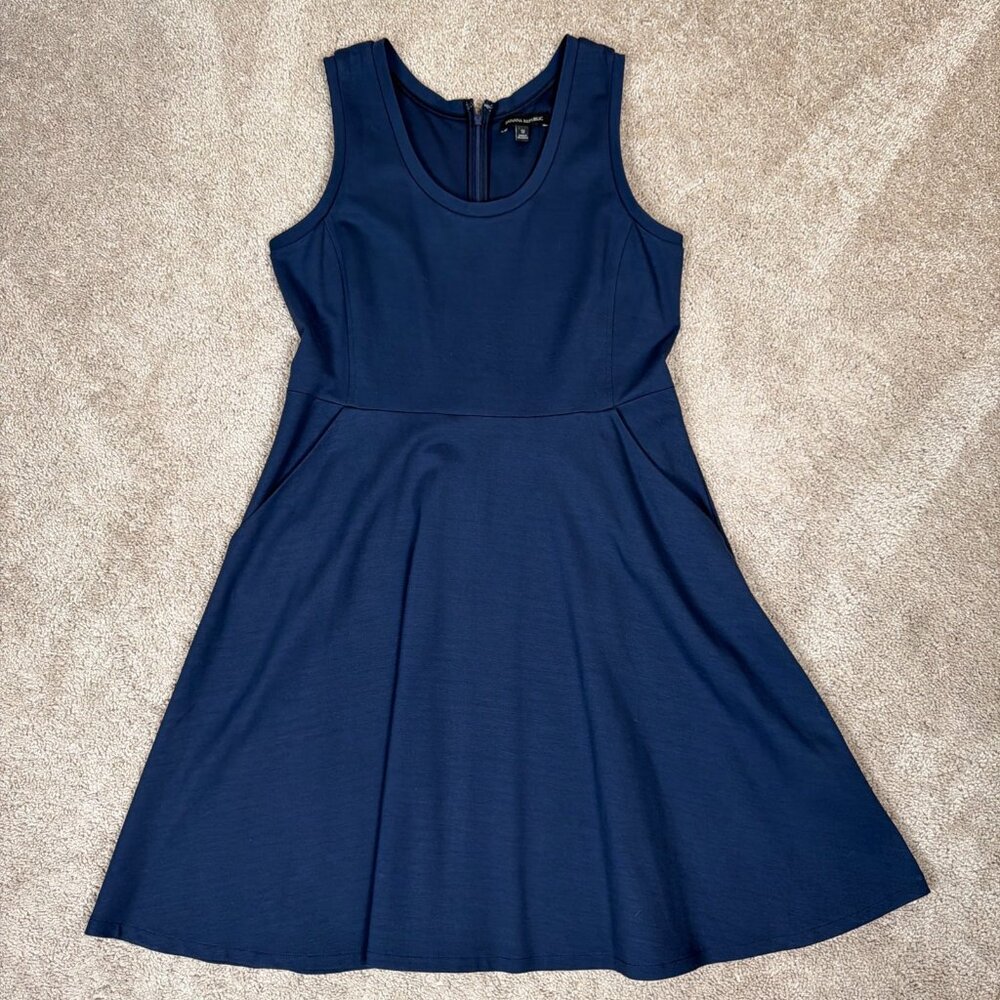 Banana Republic Dress Womens 12 Navy Blue Sleeveless Preppy Classic Pockets